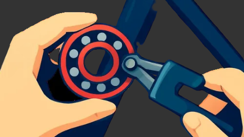Illustration of hands using a wrench on a mechanical component.